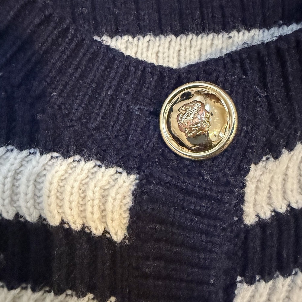 Sandro Paris Striped Breton Cardigan Sweater Jacket Black Ivory SZ 3/M Classic - Picture 12 of 14